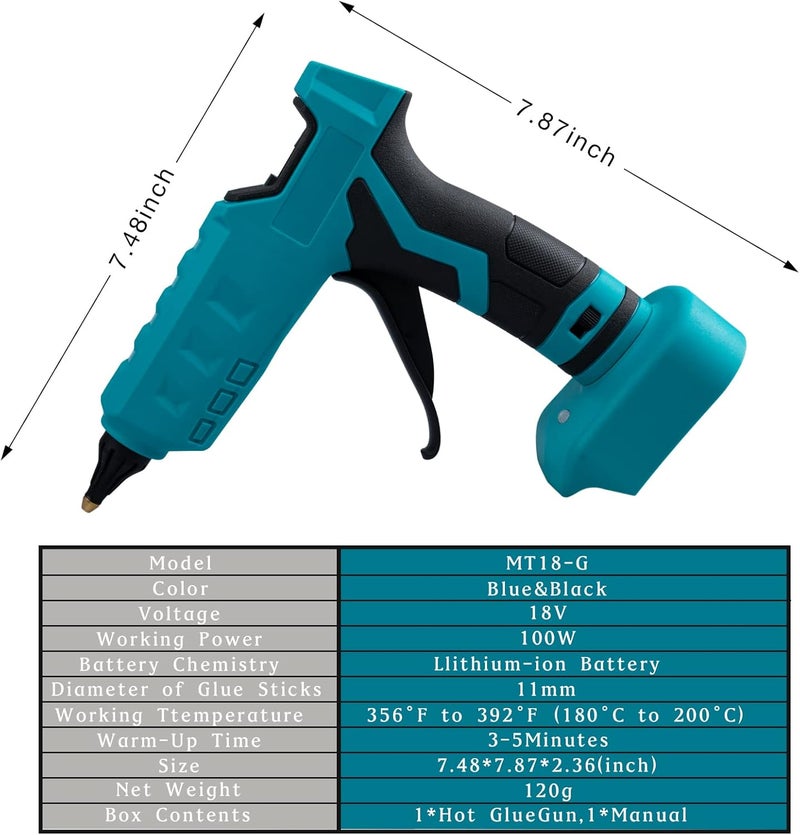 Eastyle 100W Cordless Hot Glue Gun Compatible with Makita 18V Battery (TOOL ONLY) High Temp Electric Power Glue Gun with 20PCS Full Size Glue Sticks for Arts Crafts DIY Festival Decor School Home Repair - Image 4